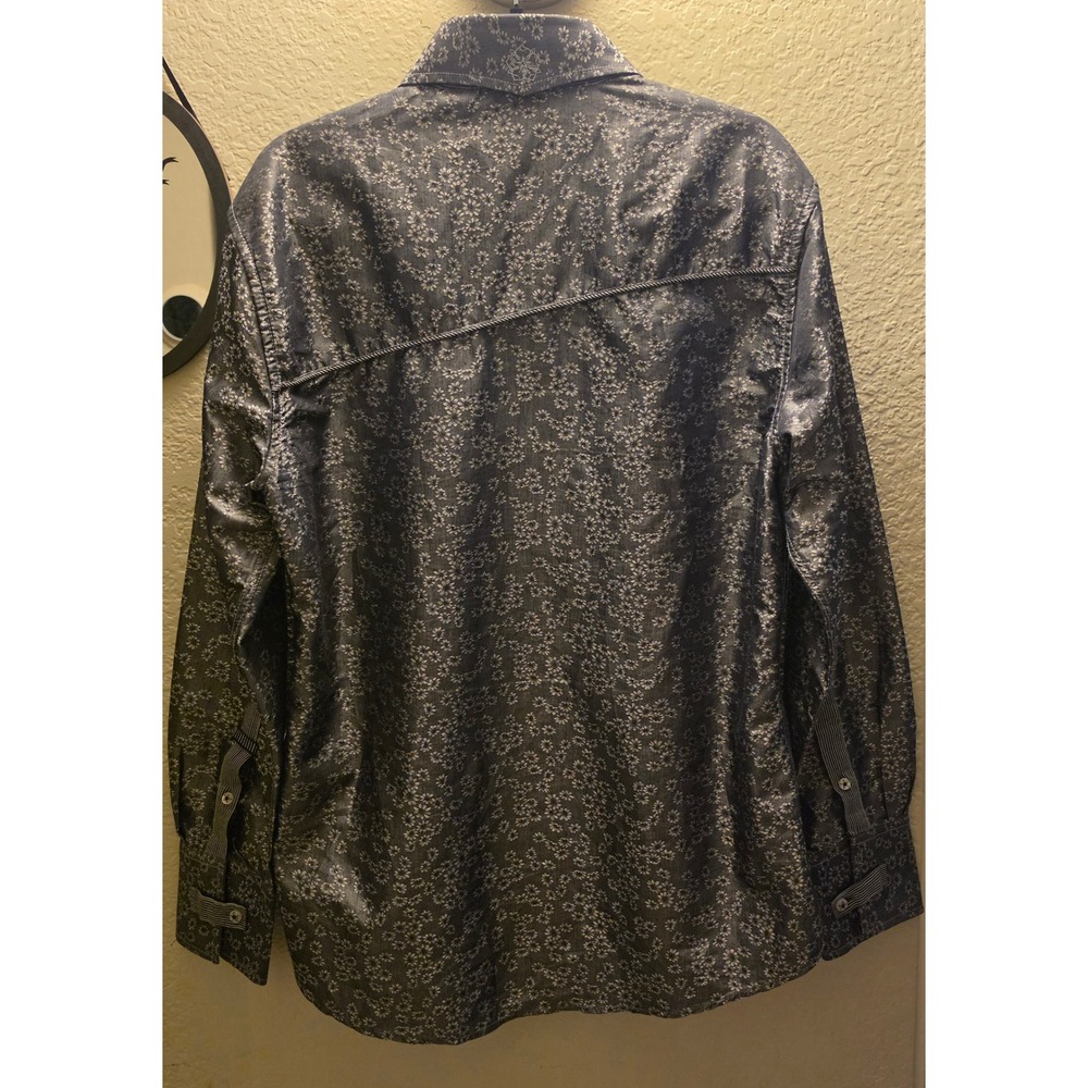 Scott Weiland English Laundry Mens XL Charcoal Floral Brocade Button Down Shirt - Picture 2 of 8